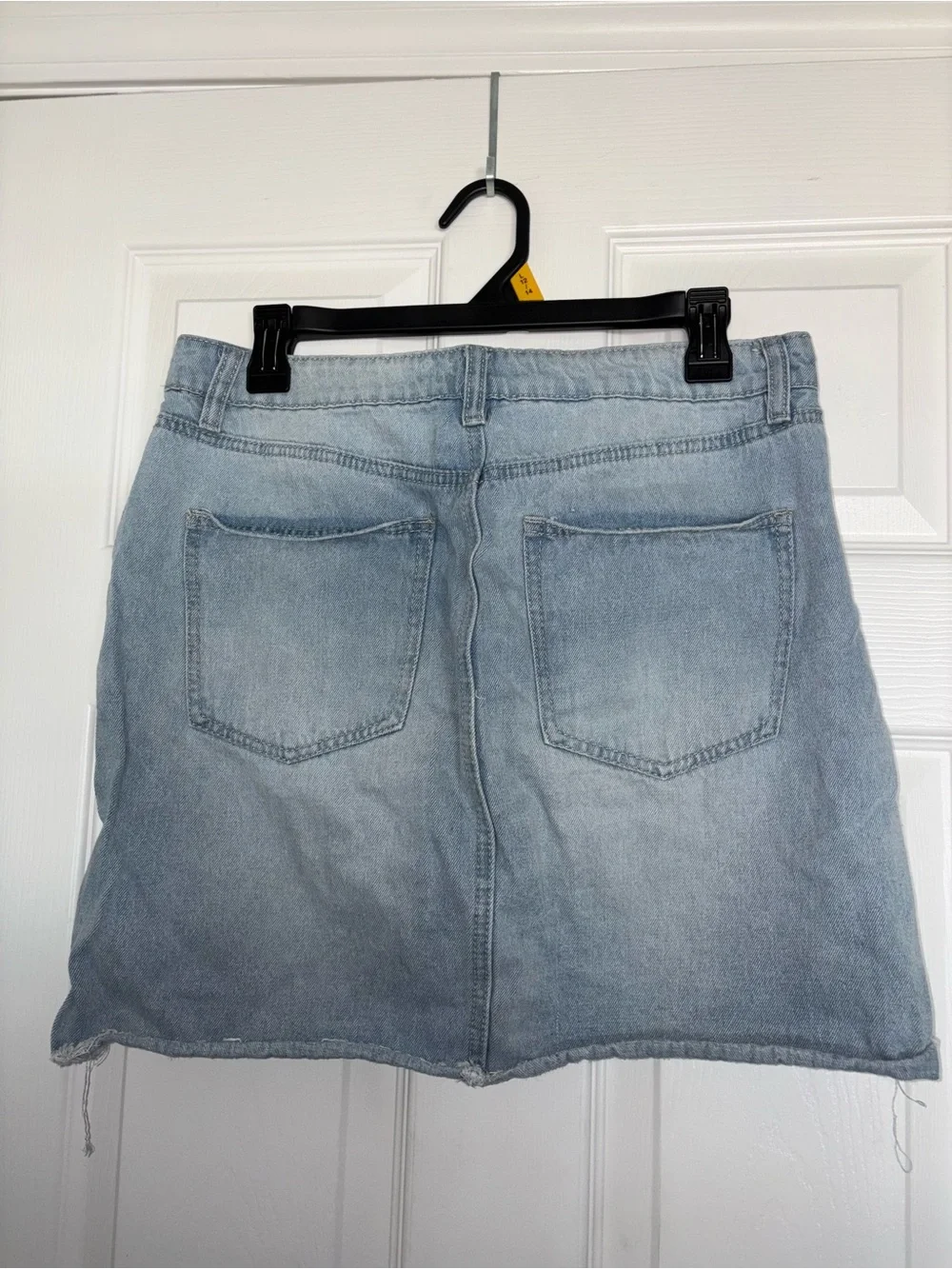 Light Wash Denim Mini Skirt with White Side Stripe